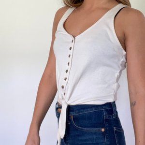 American Eagle Cream Button Up Tank Top